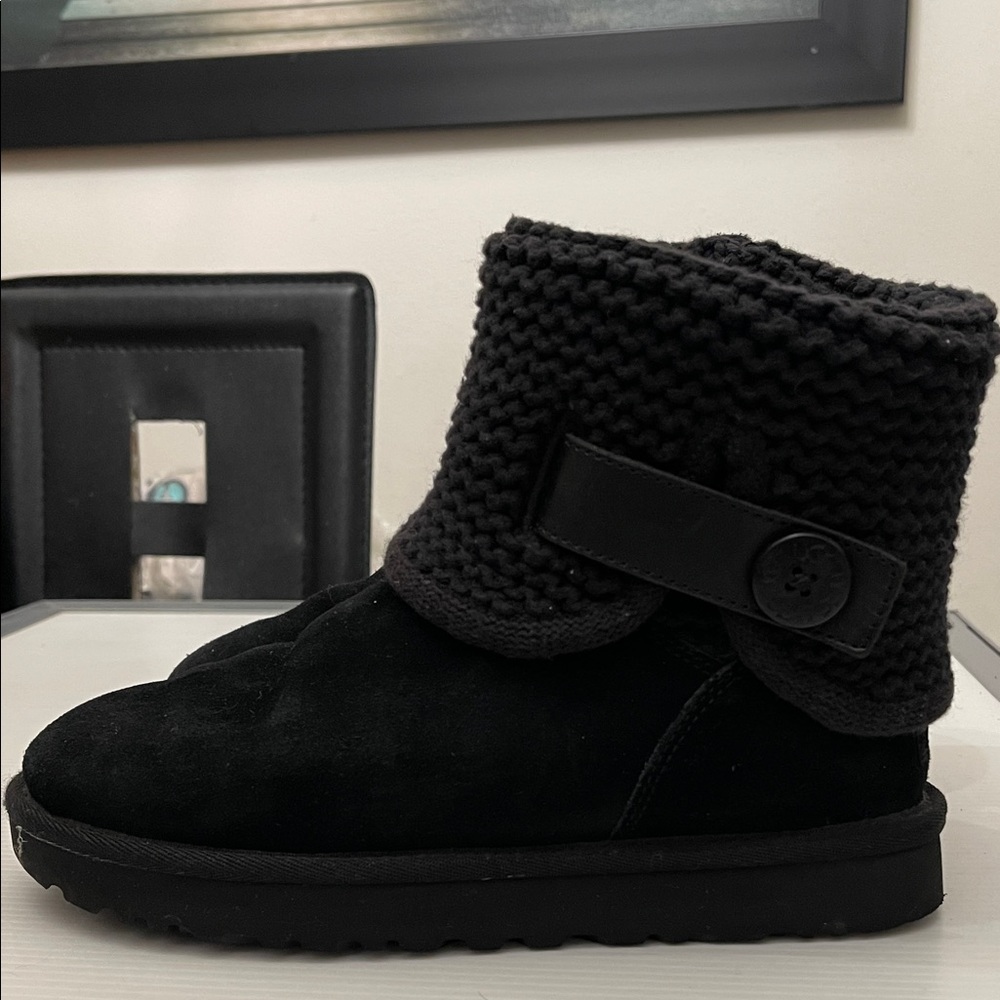 UGG SHAINA BLACK KNIT BOOTS WOMENS SIZE 6